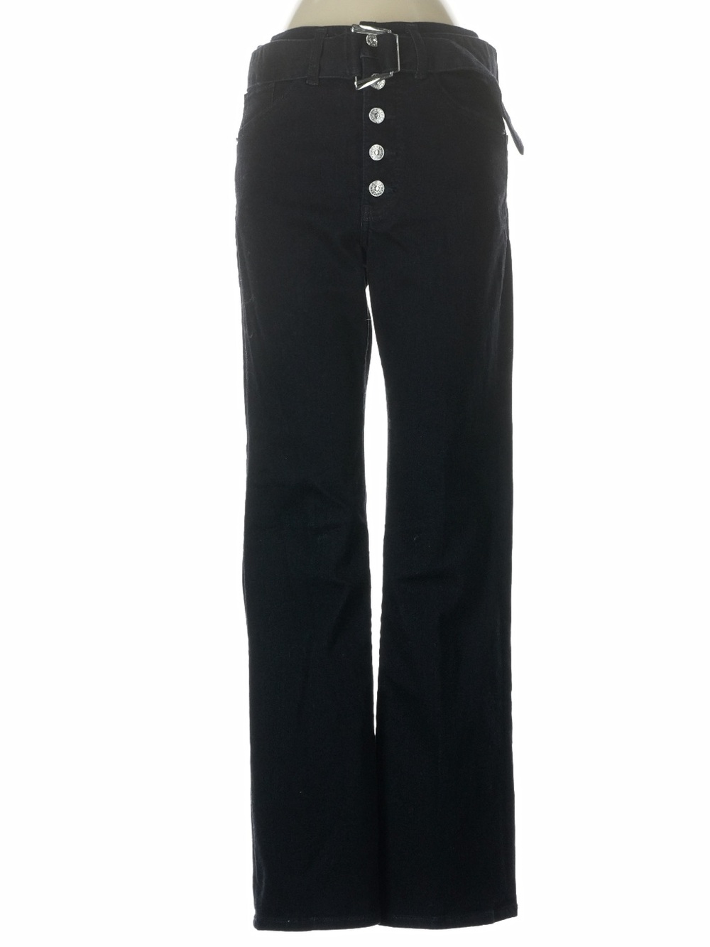 Express Jeans Dark Wash Boot Cut Jeans with Silver Belt Buckle Women’s 10